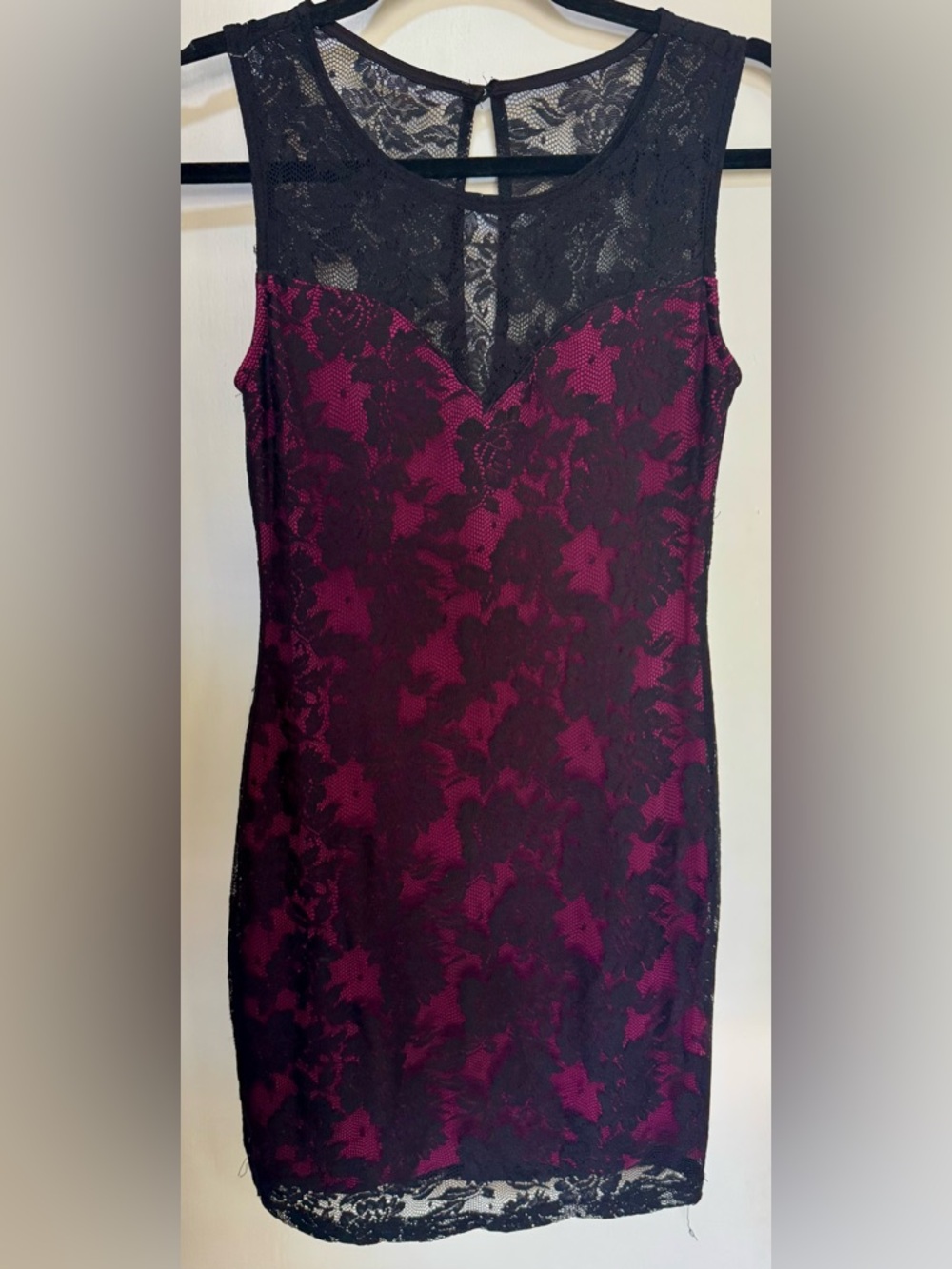 Vintage NWT Wet Seal Pink and Black Lace Bodycon Dress